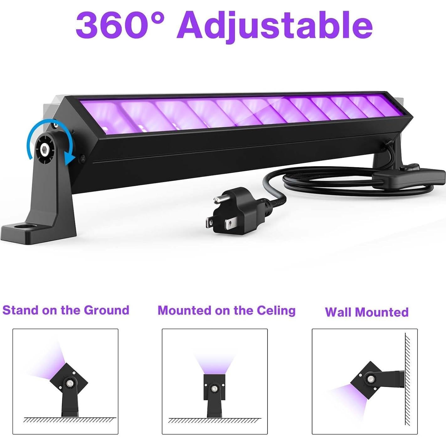 Barra de luz negra LED 40W Atfoyer, 44.9 m², fácil instalación