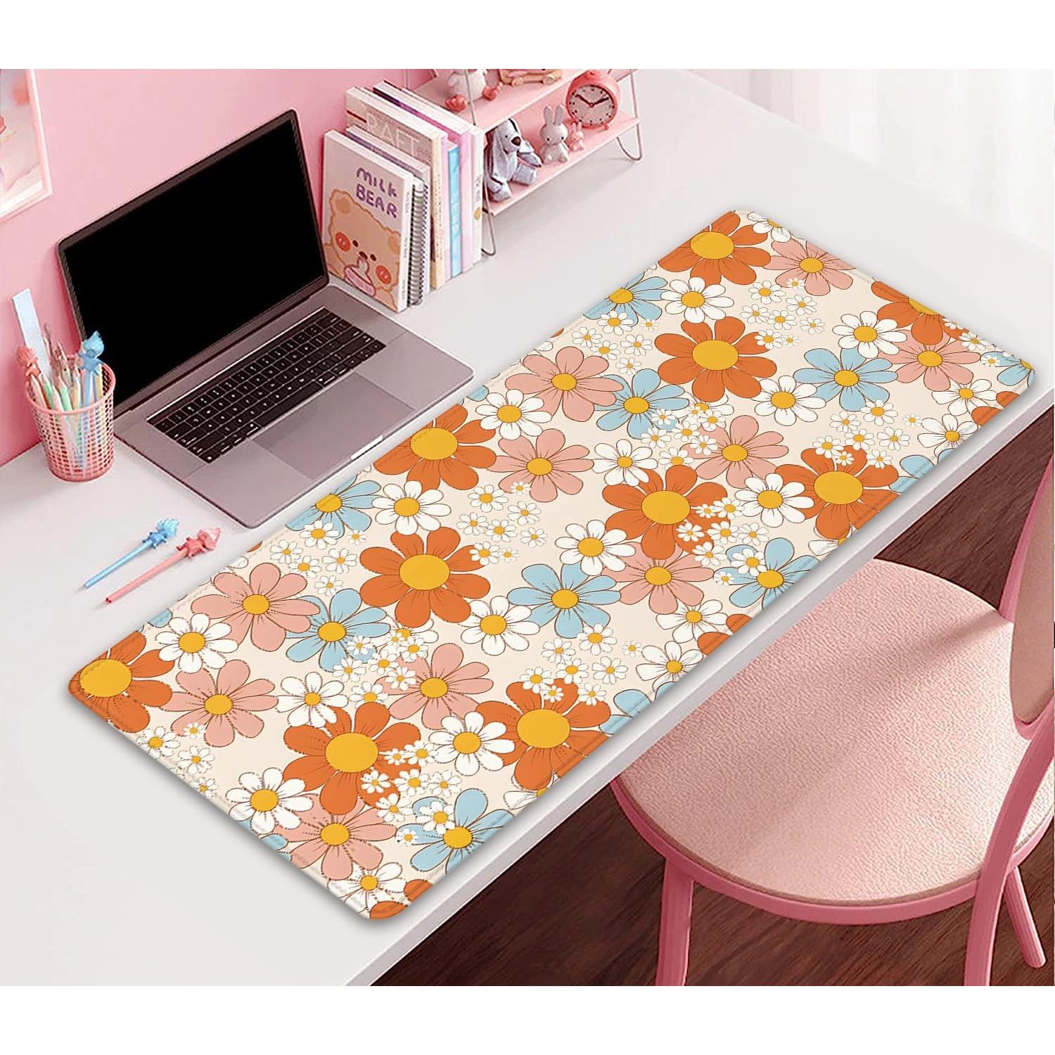 Alfombrilla de Escritorio Grande XCDZLNDL Floral Retro 70x30cm