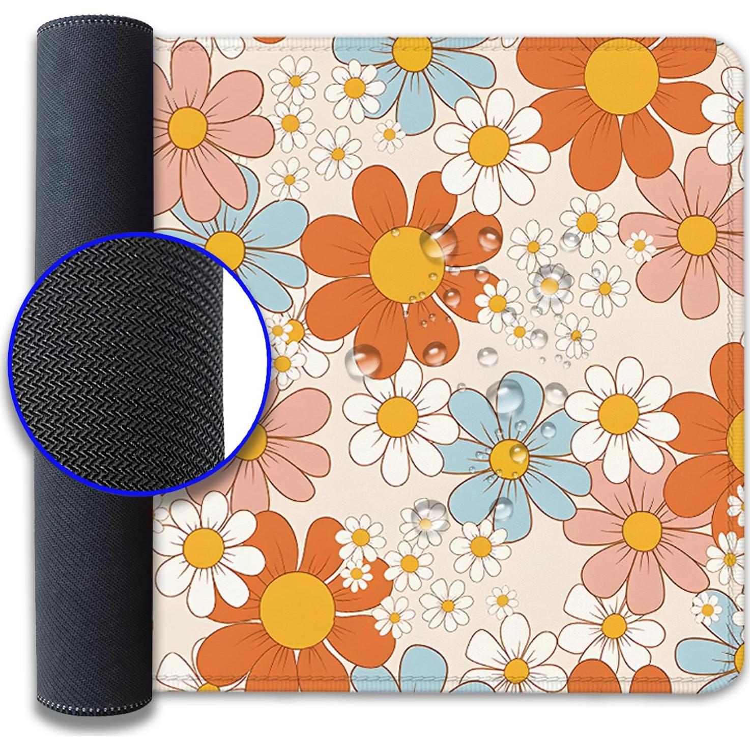 Alfombrilla de Escritorio Grande XCDZLNDL Floral Retro 70x30cm