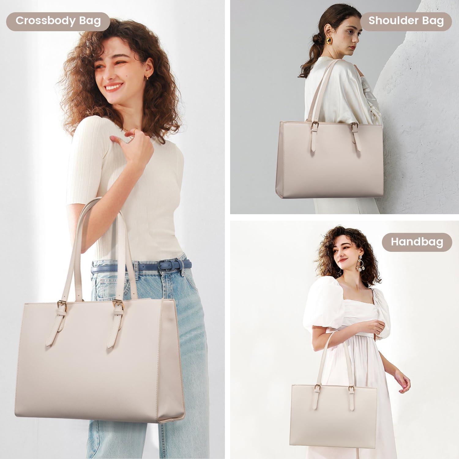 Bolsa Tote para Portátil LOVEVOOK 39.6 cm Beige Blanco 2 Piezas