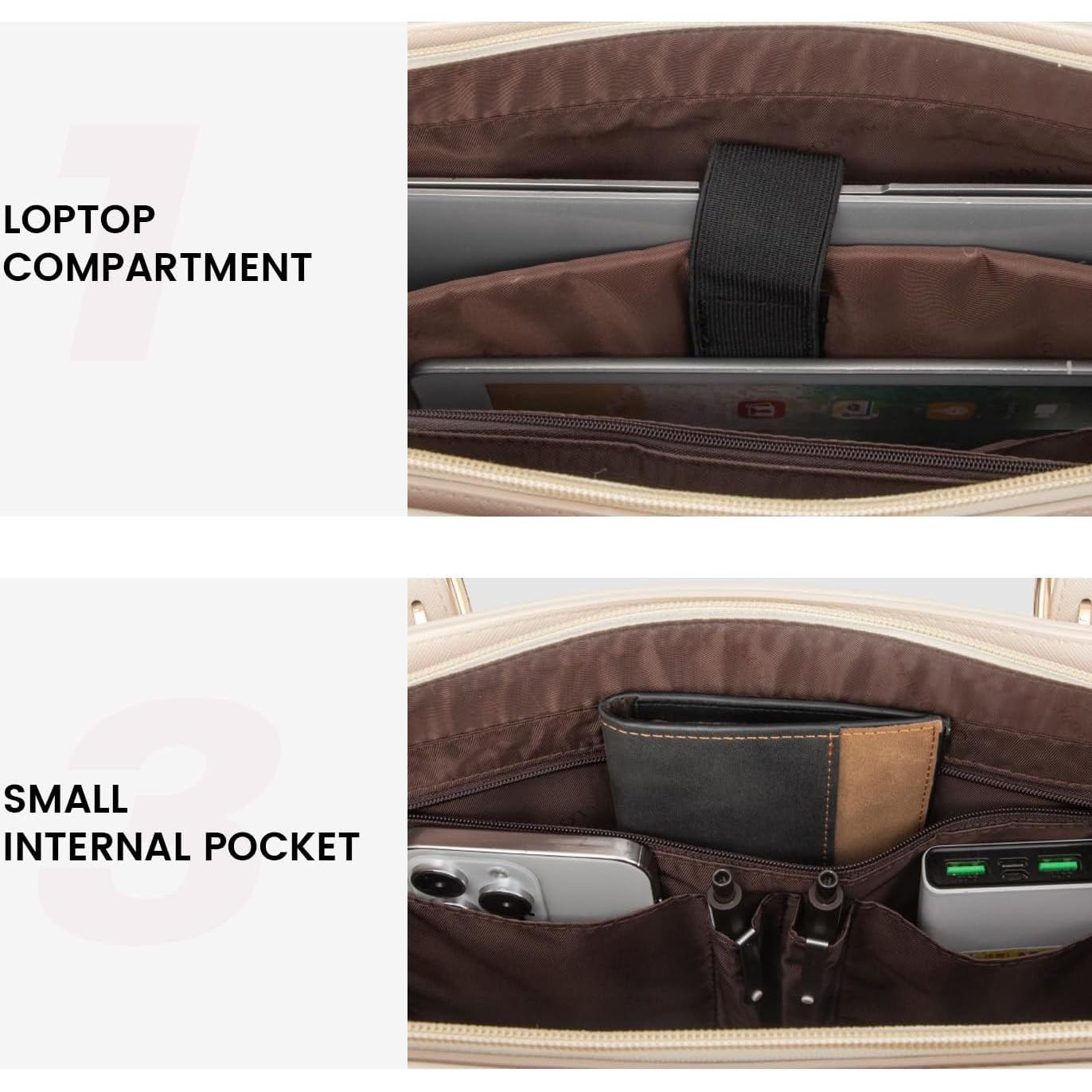 Bolsa Tote para Portátil LOVEVOOK 39.6 cm Beige Blanco 2 Piezas