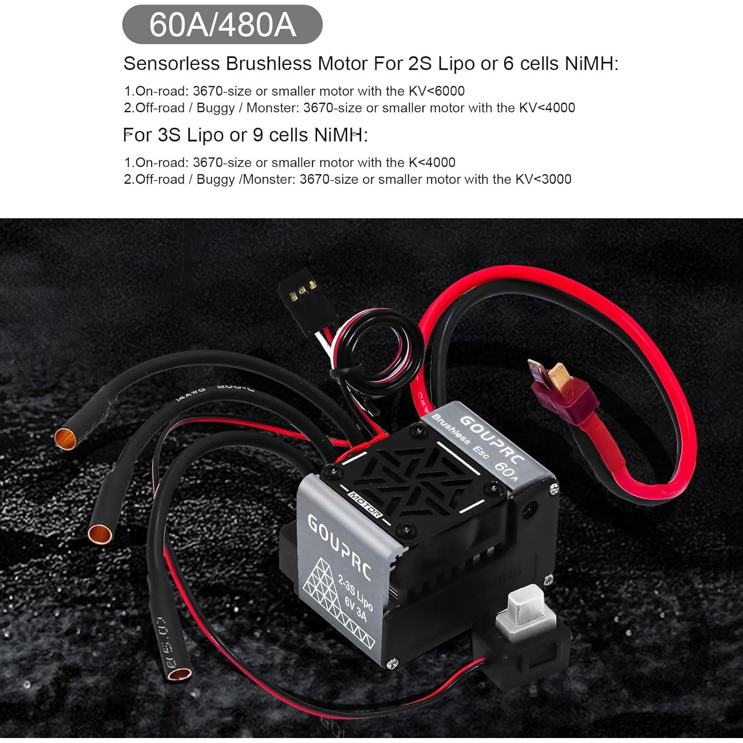 Motor sin escobillas GOUPRC S3650 9T 4370KV 181g ESC 60A