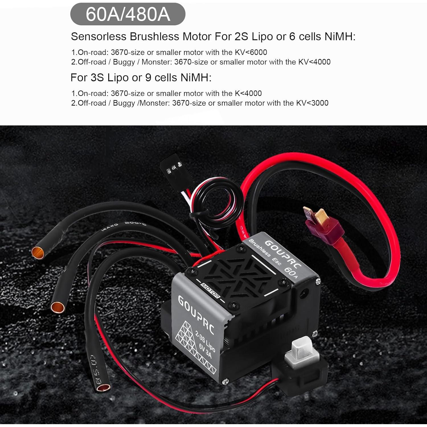 Motor Sin Escobillas GOUPRC S3650 4300KV 60A para RC 1/10