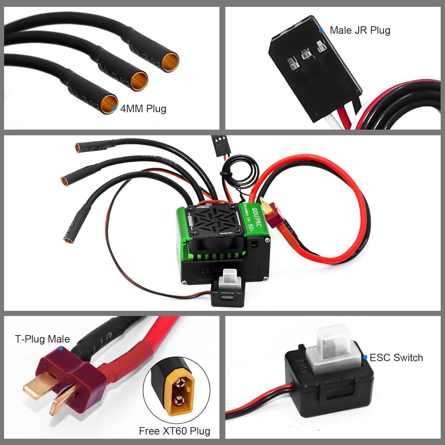 Motor sin escobillas GOUPRC S3650 4300KV + ESC 60A RC 1/10