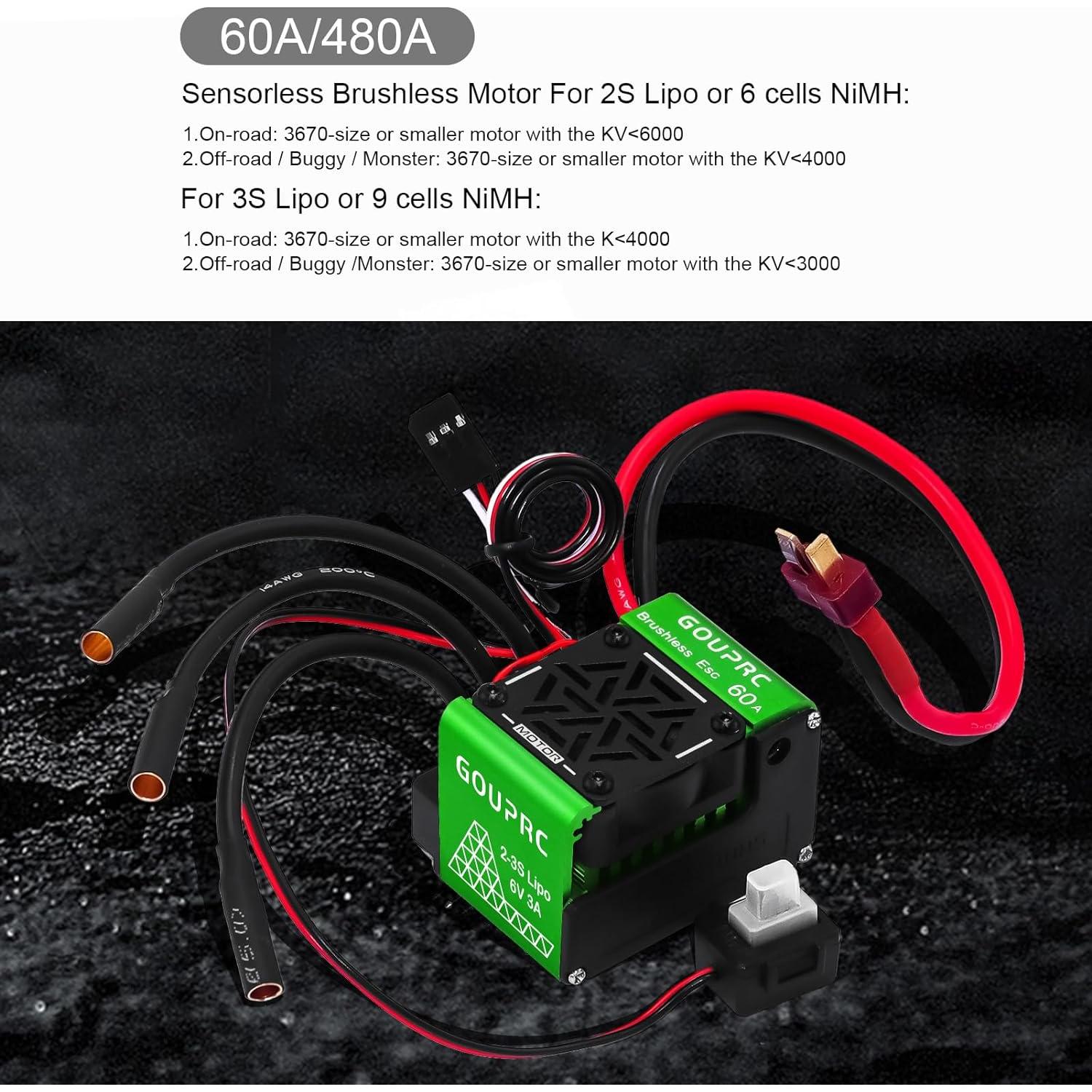 Motor sin escobillas GOUPRC S3650 4300KV + ESC 60A RC 1/10