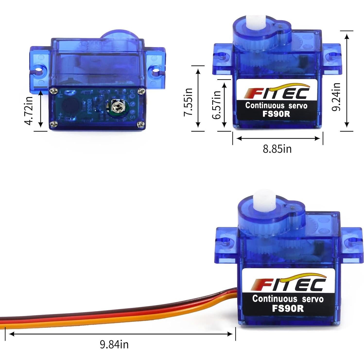 Servo Micro FS90RZ 360 Grados 9g con Ruedas para RC