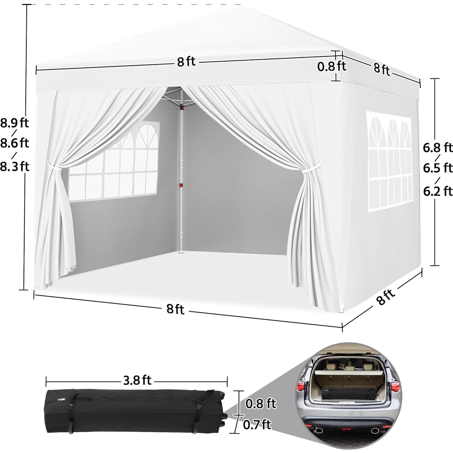 Carpa Plegable Yaheetech 2.44x2.44m Blanca Impermeable