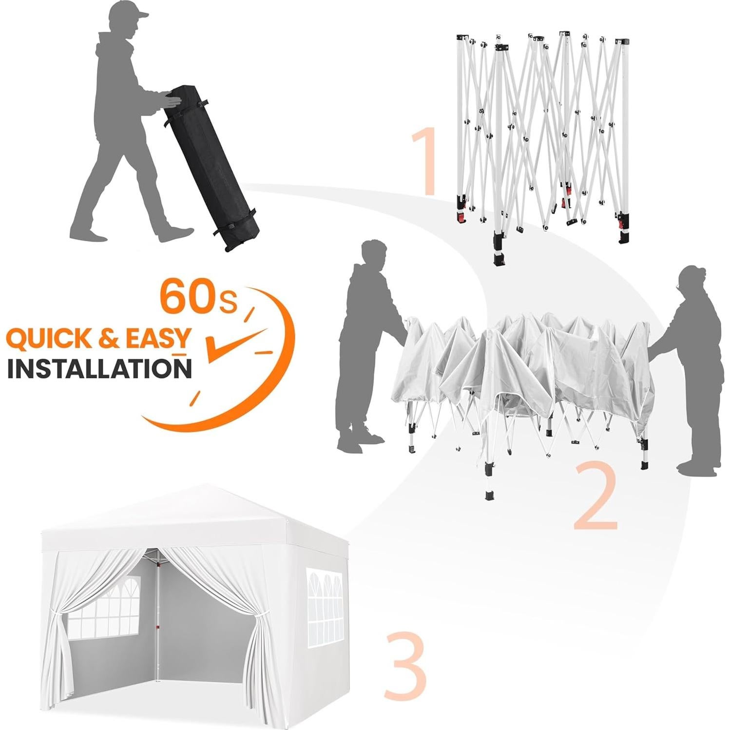 Carpa Plegable Yaheetech 2.44x2.44m Blanca Impermeable