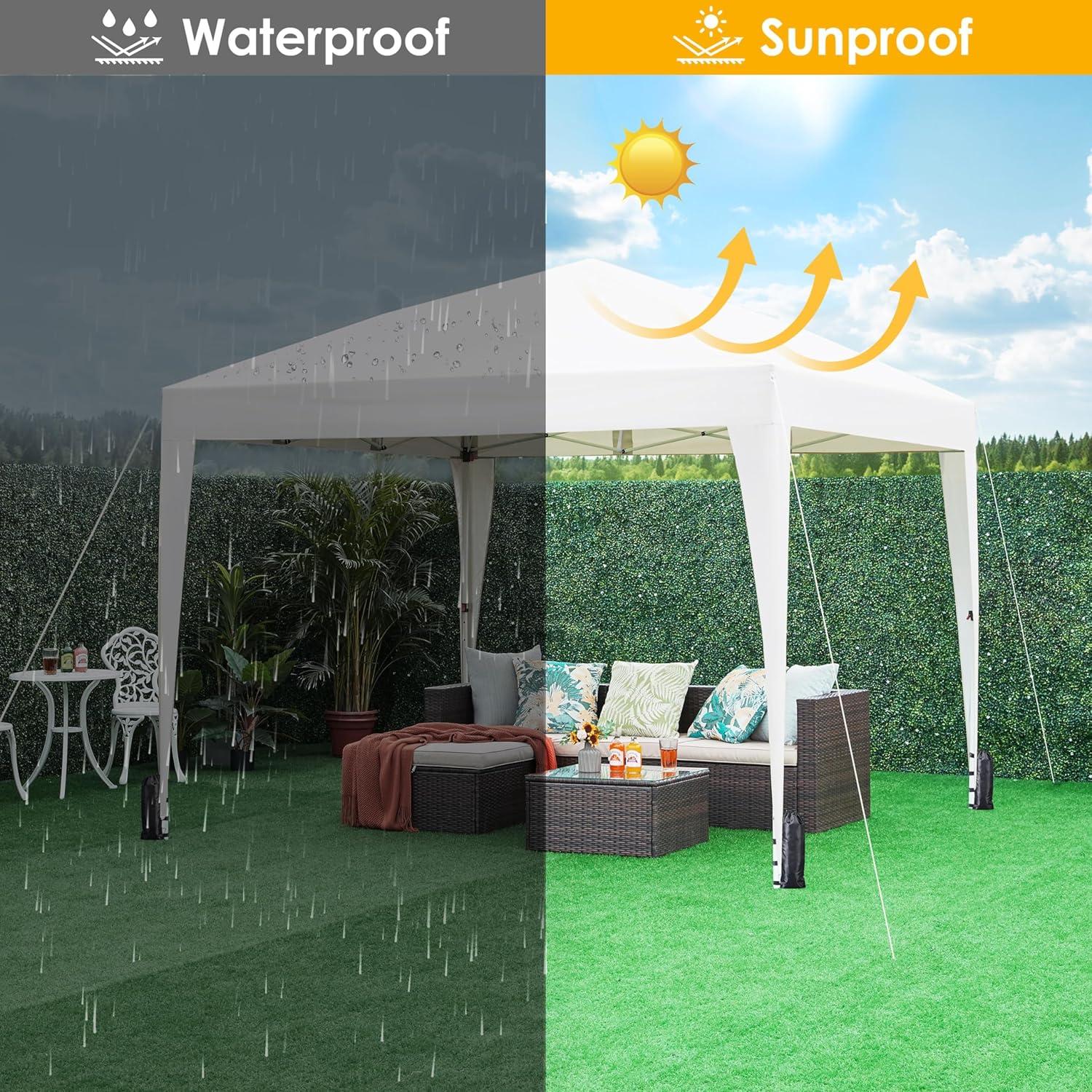 Carpa Plegable Yaheetech 2.44x2.44m Blanca Impermeable