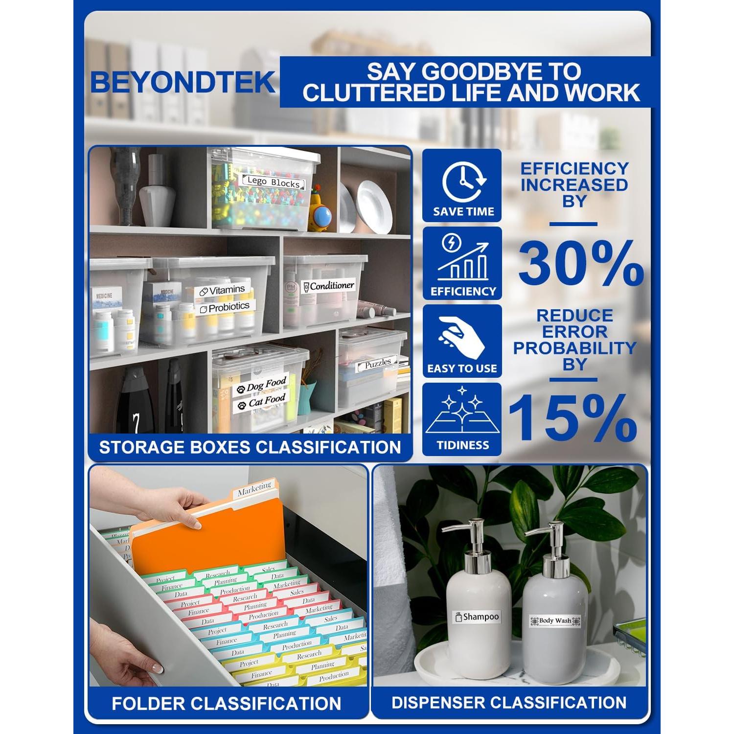 Cinta de Etiquetas Laminada 9mm BEYONDTEK TZE221 Blanca - Paquete de 6