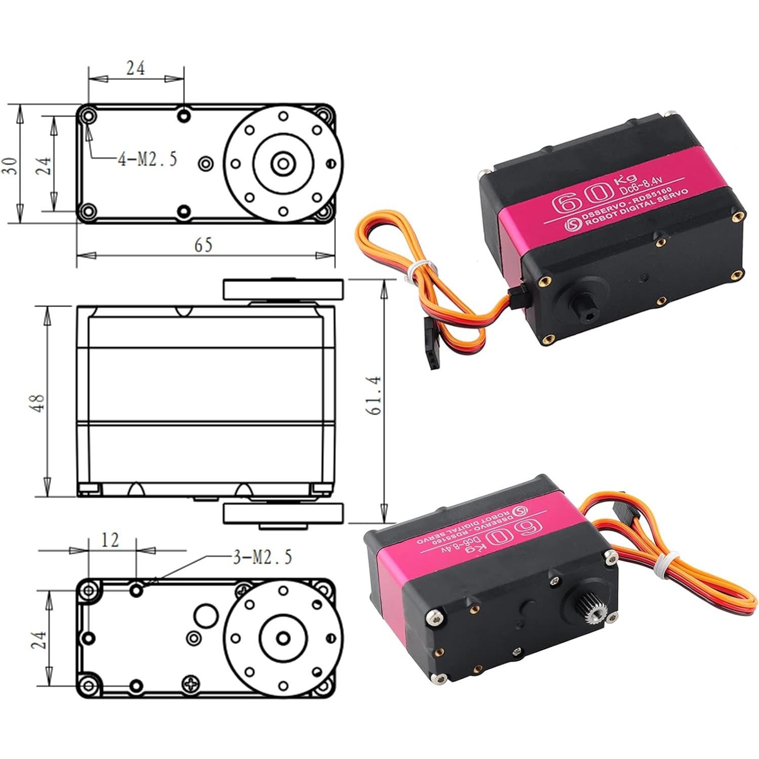 Servo Digital Wishiot RDS5160 60 kg Torque 180° 270°