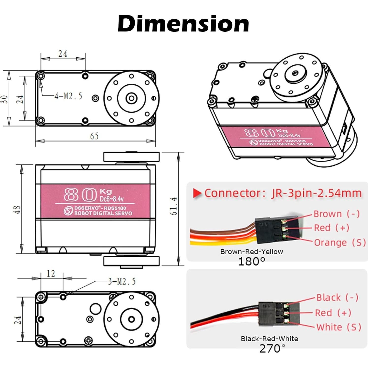 Servo Robótico Wishiot 80kg Doble Eje IP66 para RC