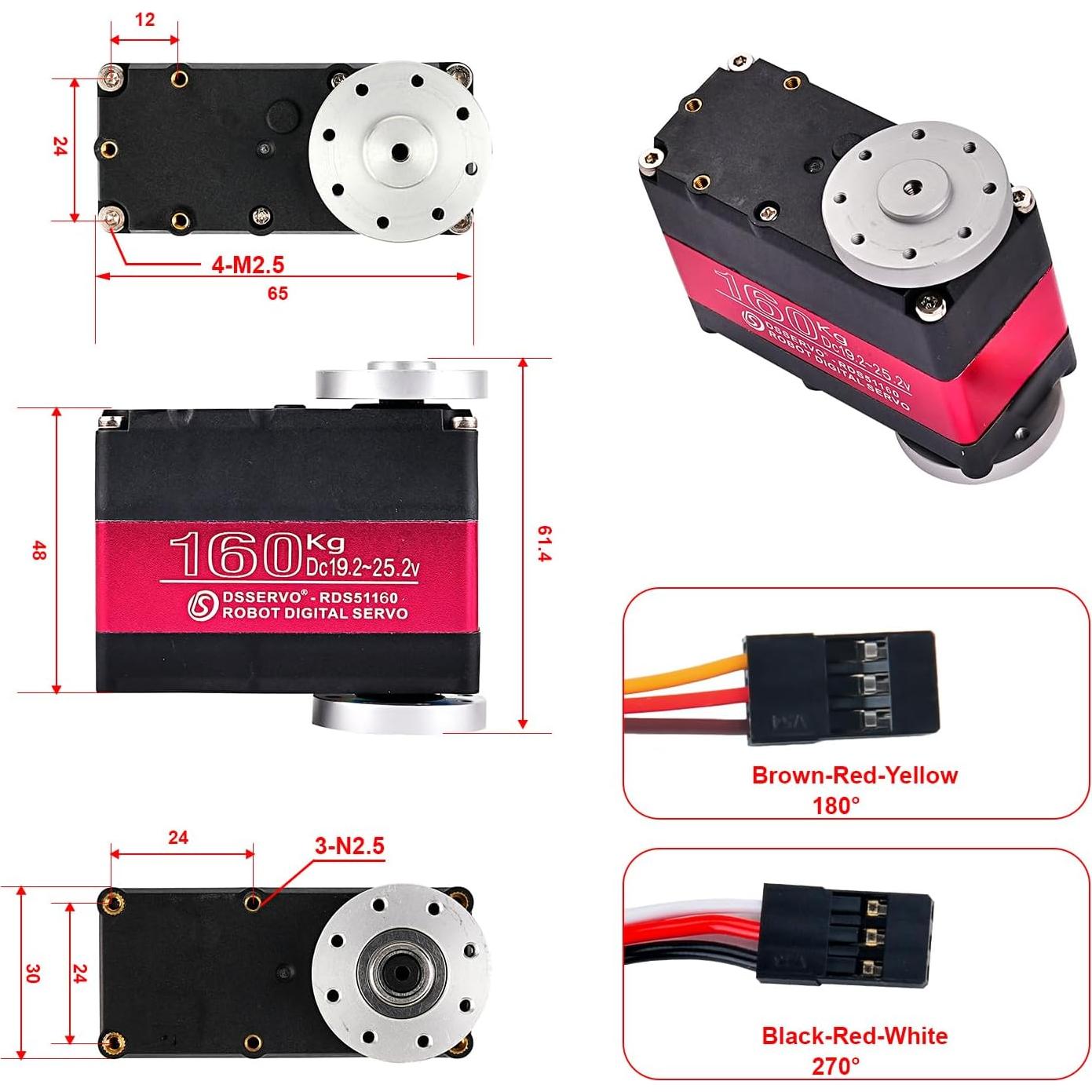 Servo Digital Wishiot 160kg Doble Eje 24V para Robótica