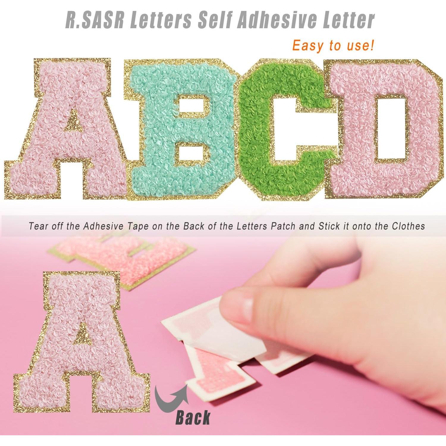 52 Piezas Parches de Letras Chenille R.SASR Autoadhesivos