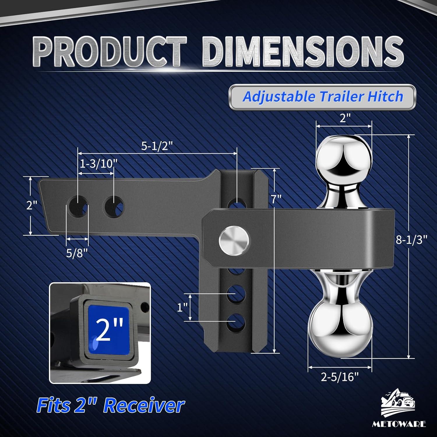 Enganche de Remolque Ajustable METOWARE Aluminio 5,670 kg