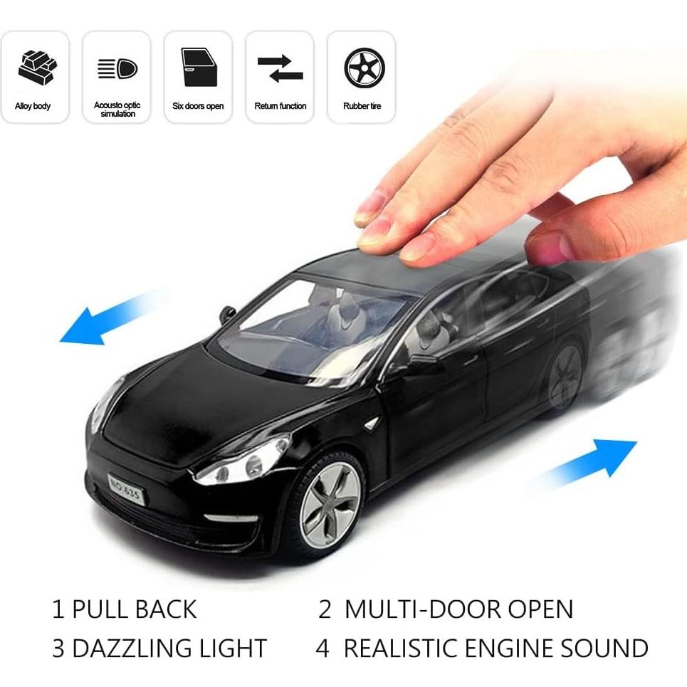 Réplica Diecast 1/32 EROCK Model 3 Negro con Retroceso