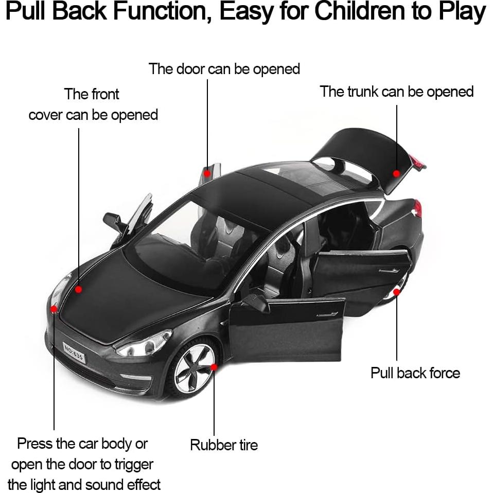 Réplica Diecast 1/32 EROCK Model 3 Negro con Retroceso