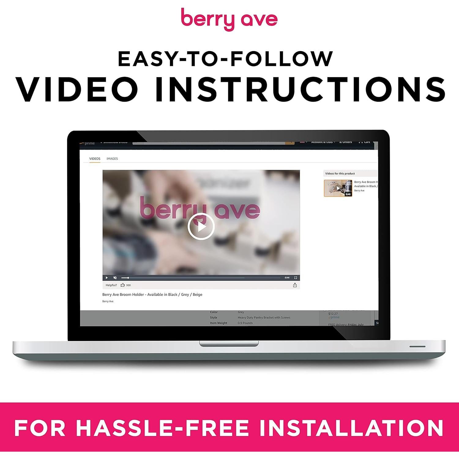 Soporte de Escoba Montaje en Pared Berry Ave Beige 11 Espacios