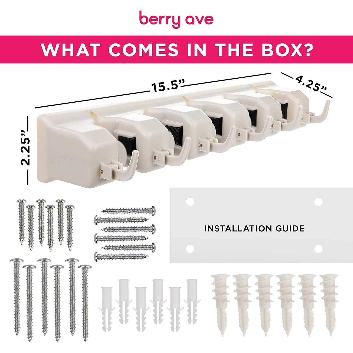 Soporte de Escoba Montaje en Pared Berry Ave Beige 11 Espacios