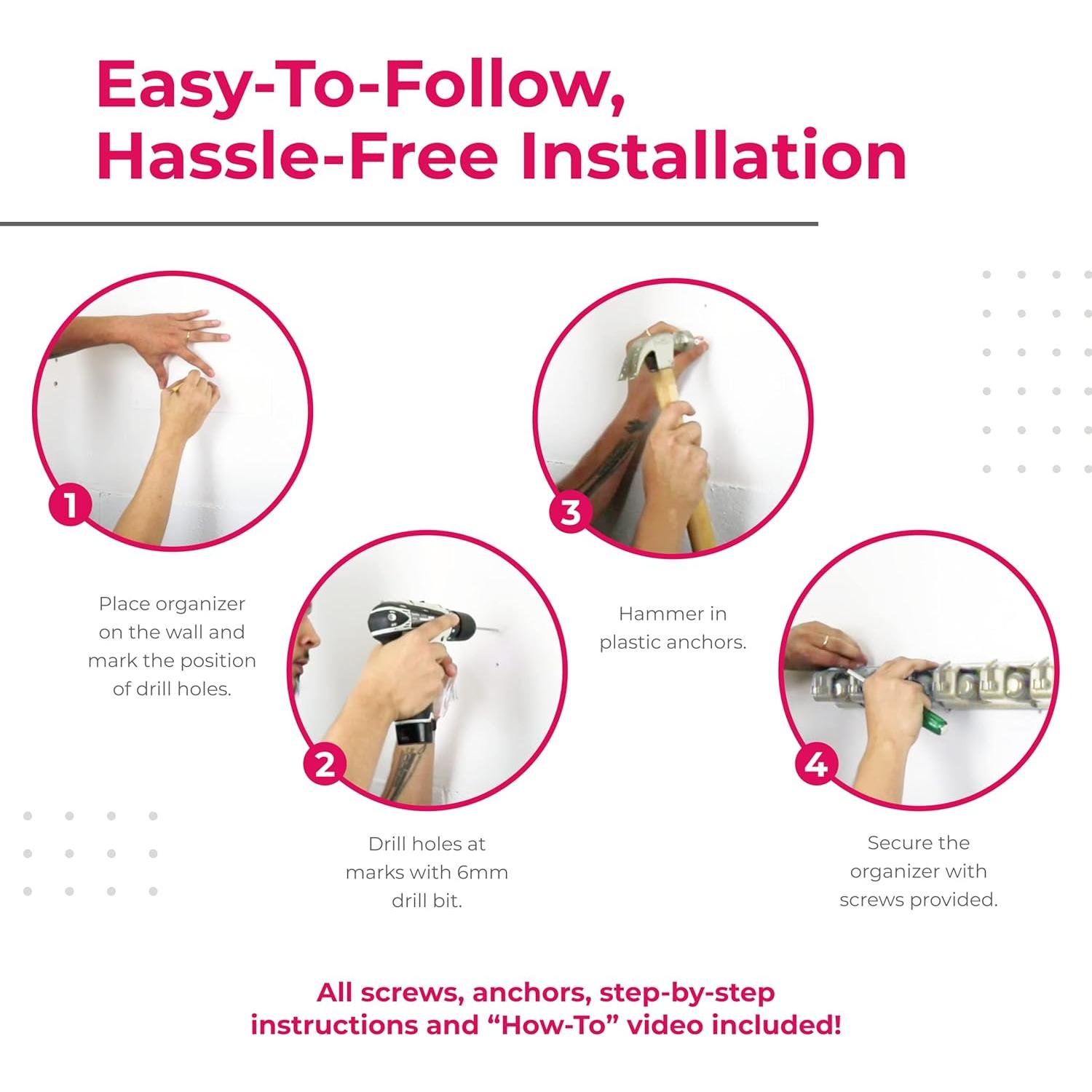 Soporte de Escoba Montaje en Pared Berry Ave Beige 11 Espacios