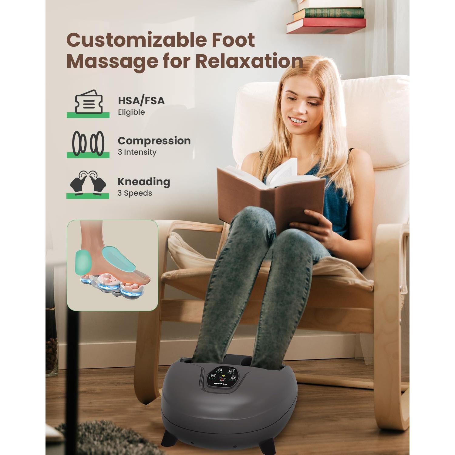 Masajeador de pies Shiatsu Heycool 2025 con calor y compresión