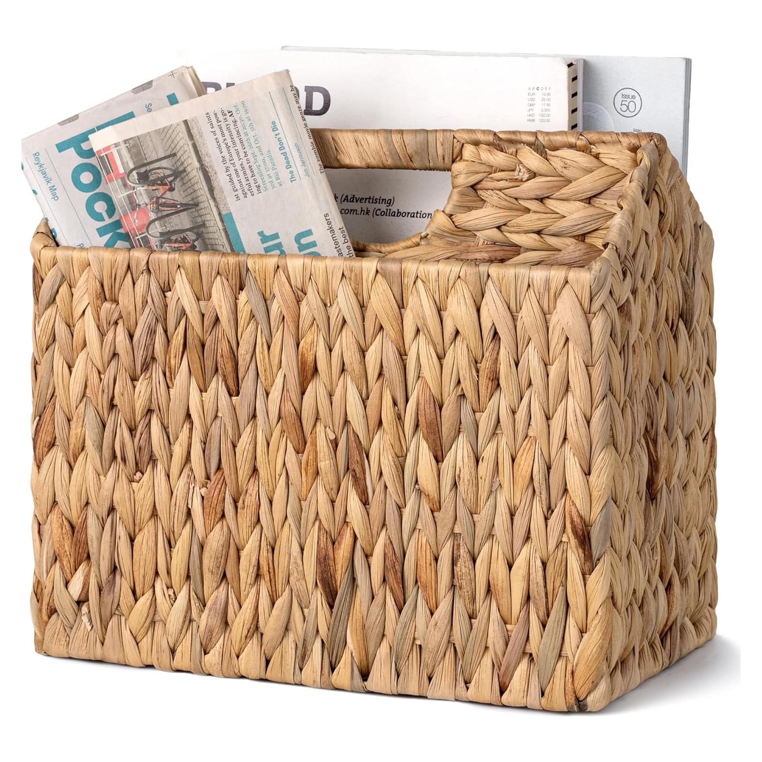 Cesta de Revistas Tejida a Mano StorageWorks 36.2x19.1x29.2cm