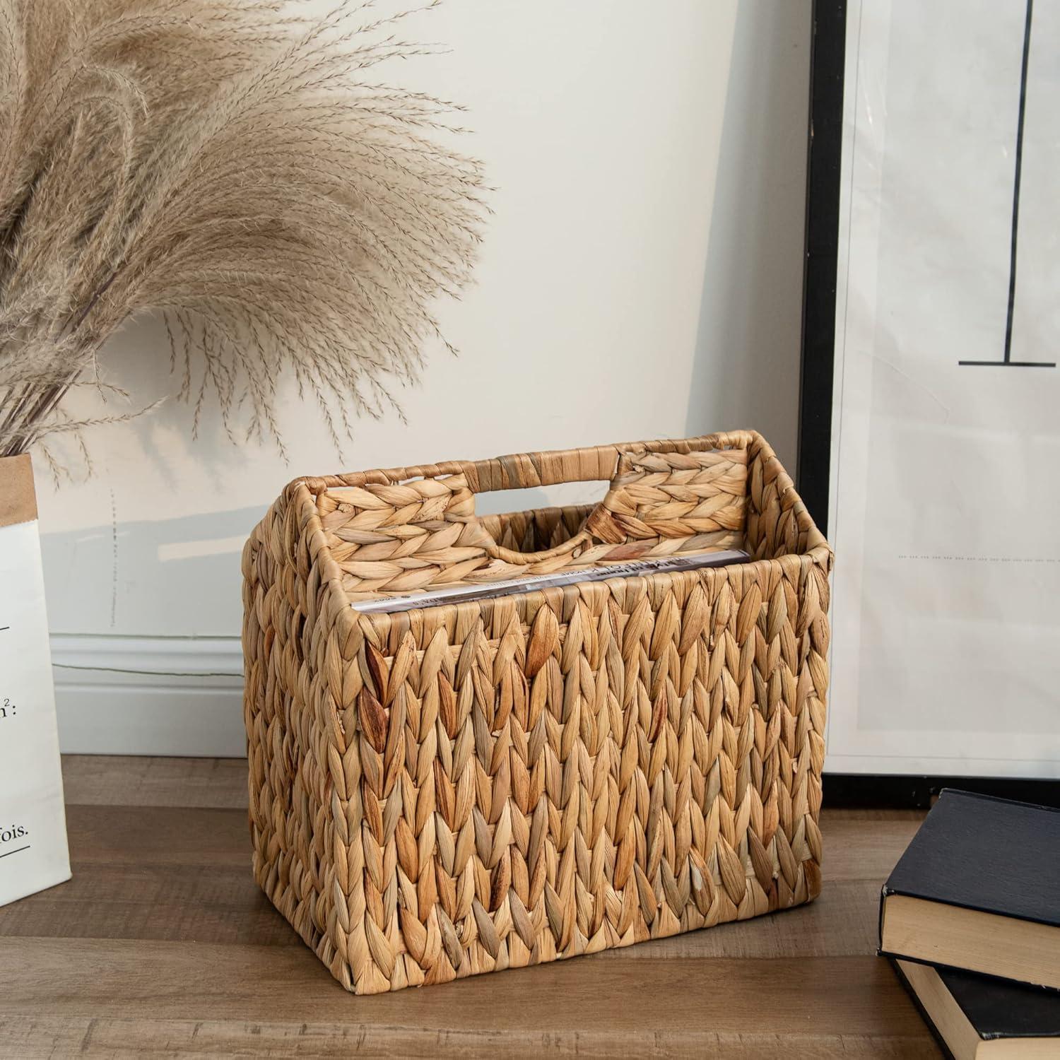 Cesta de Revistas Tejida a Mano StorageWorks 36.2x19.1x29.2cm