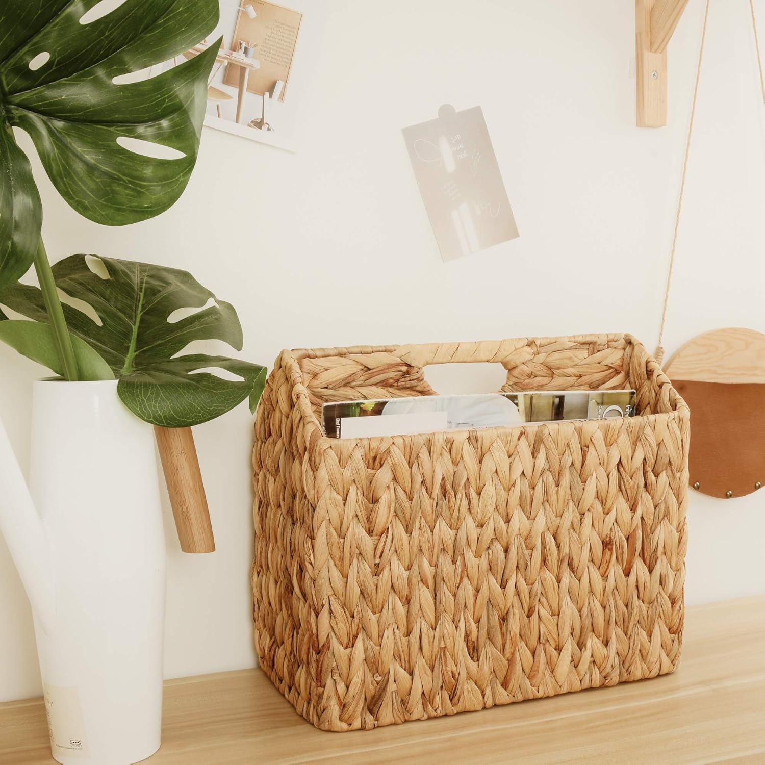 Cesta de Revistas Tejida a Mano StorageWorks 36.2x19.1x29.2cm