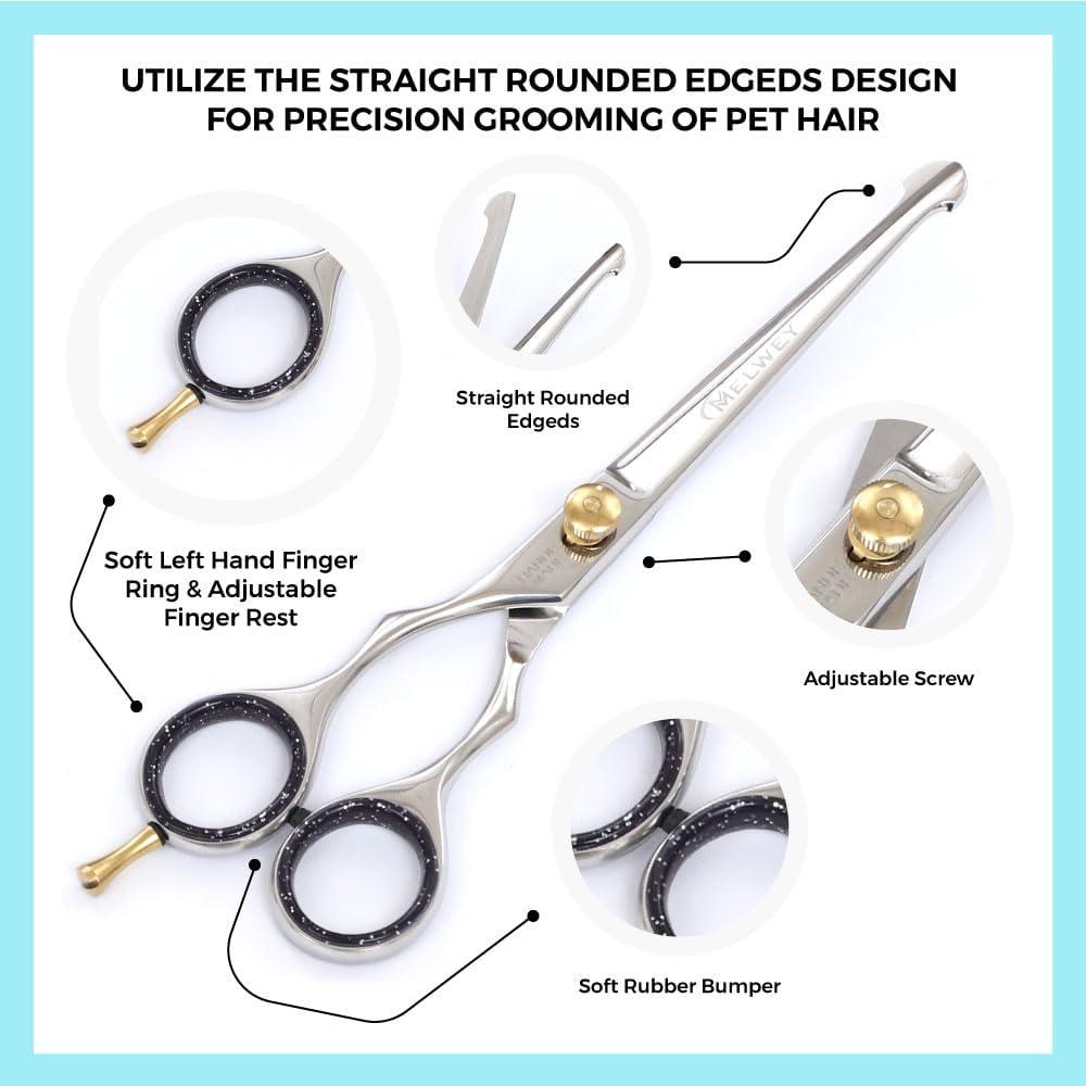 Tijeras de Aseo para Mascotas MELWEY LH Punta Redonda 19.5 cm