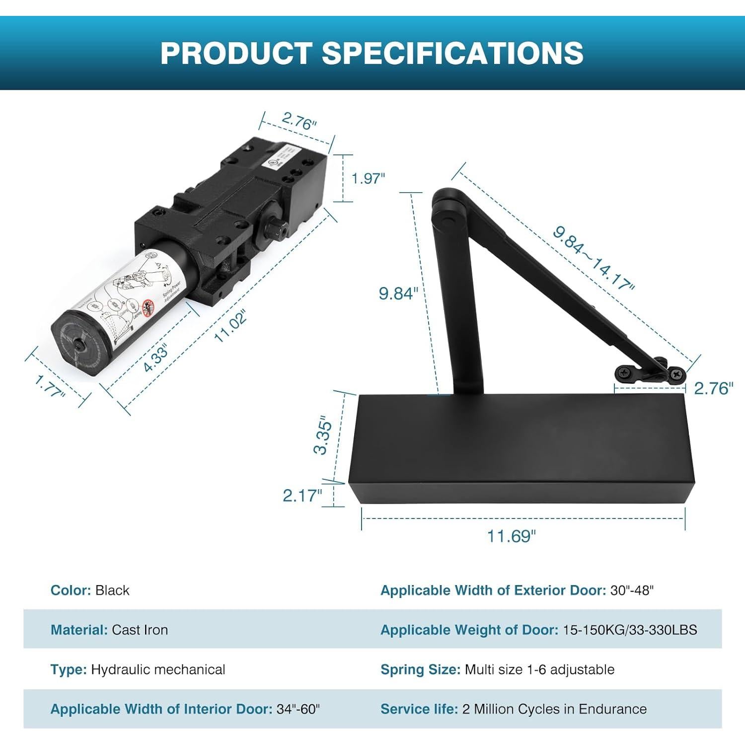 Cerradura Automática IRONWALLS Alta Resistencia Negra 150kg