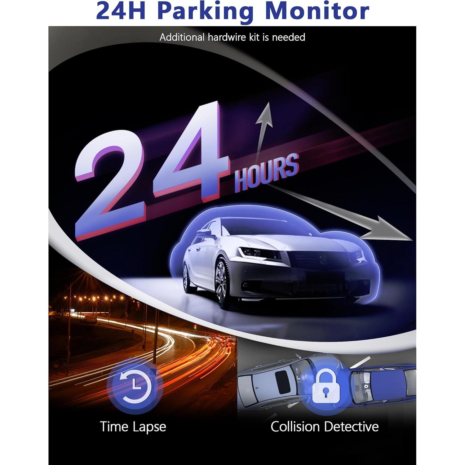 Cámara Dash Hugolog S7 3 Canales 4K+1080P, WiFi 5G, GPS