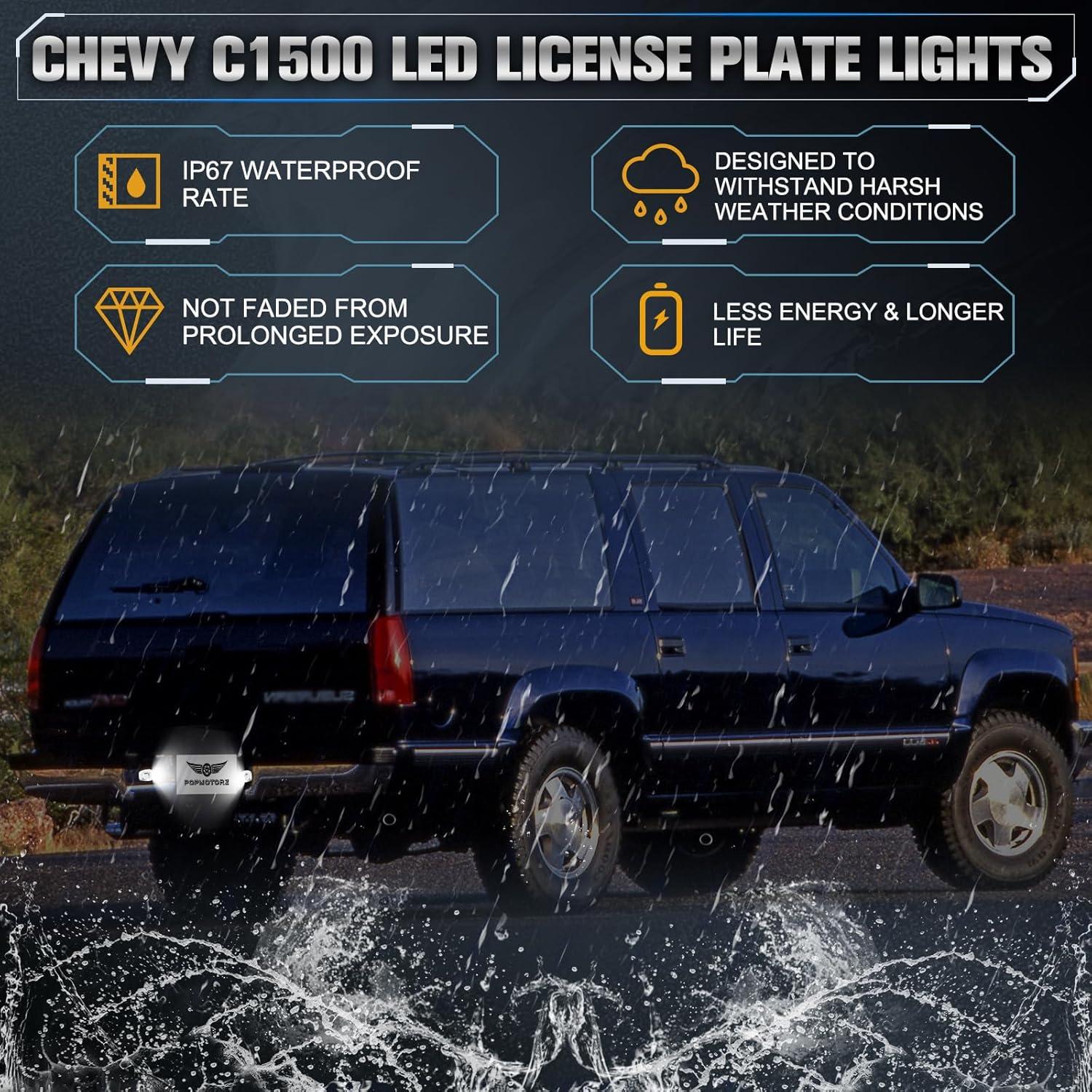 Luces LED para Placas de Matrícula POPMOTORZ 2 Pcs Compatible Chevy GMC
