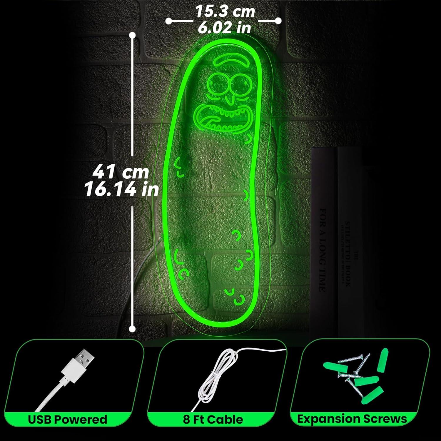 Cartel de Neón LED Pepinillo Oneneno Regulable USB Verde