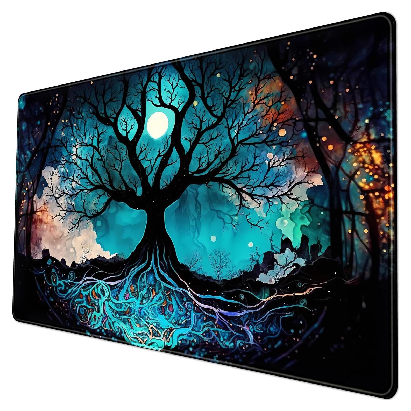 Alfombrilla de Escritorio XXL LuckyCow Árbol Azul 80x40cm