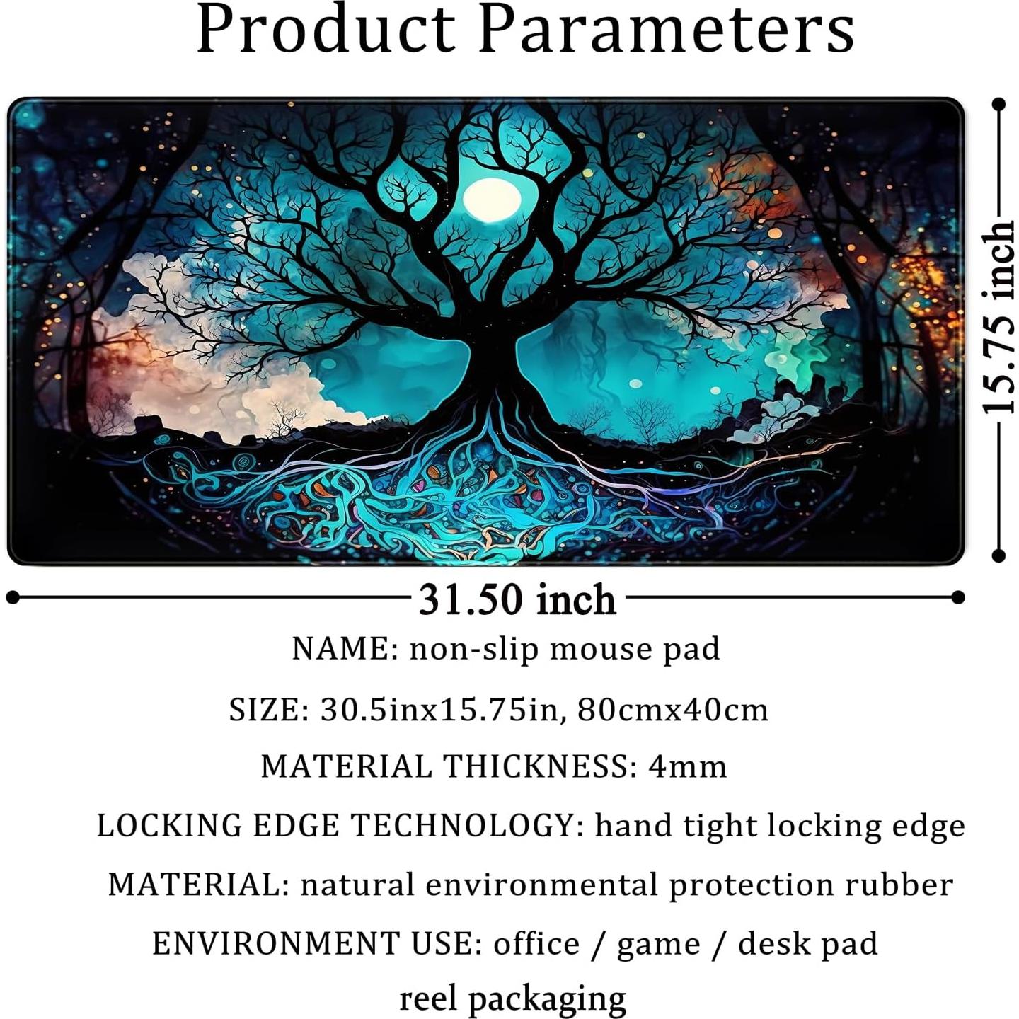 Alfombrilla de Escritorio XXL LuckyCow Árbol Azul 80x40cm