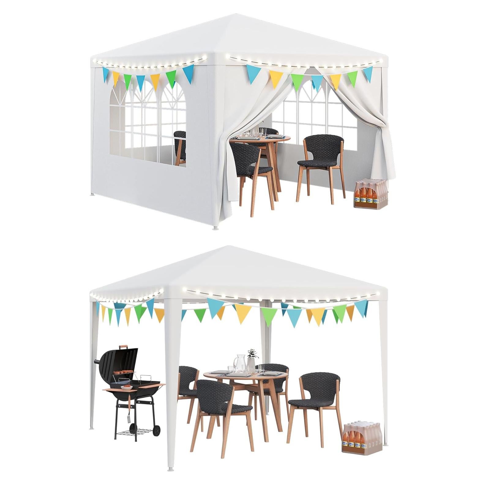 Carpa Canopy 3x3m JupiterForce Blanca Impermeable con Paredes