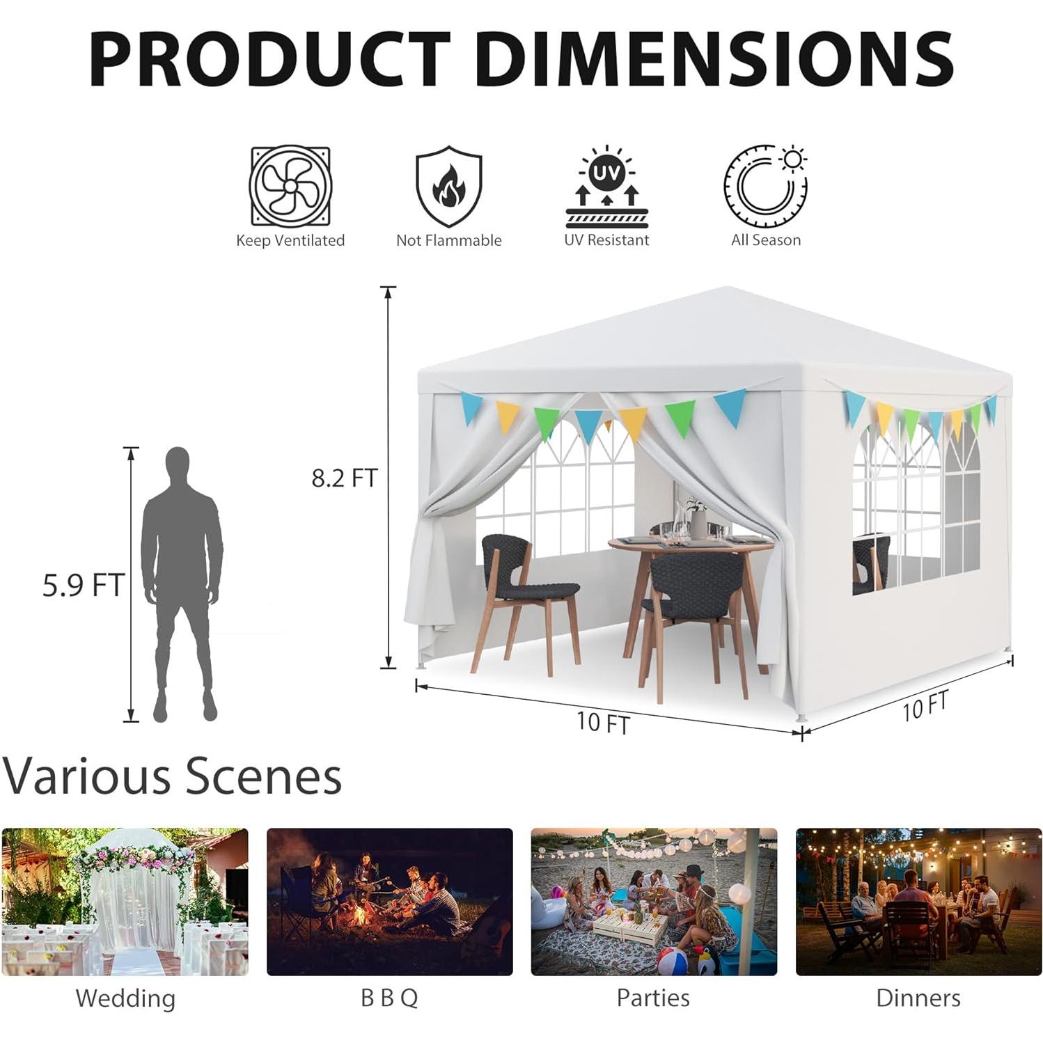 Carpa Canopy 3x3m JupiterForce Blanca Impermeable con Paredes