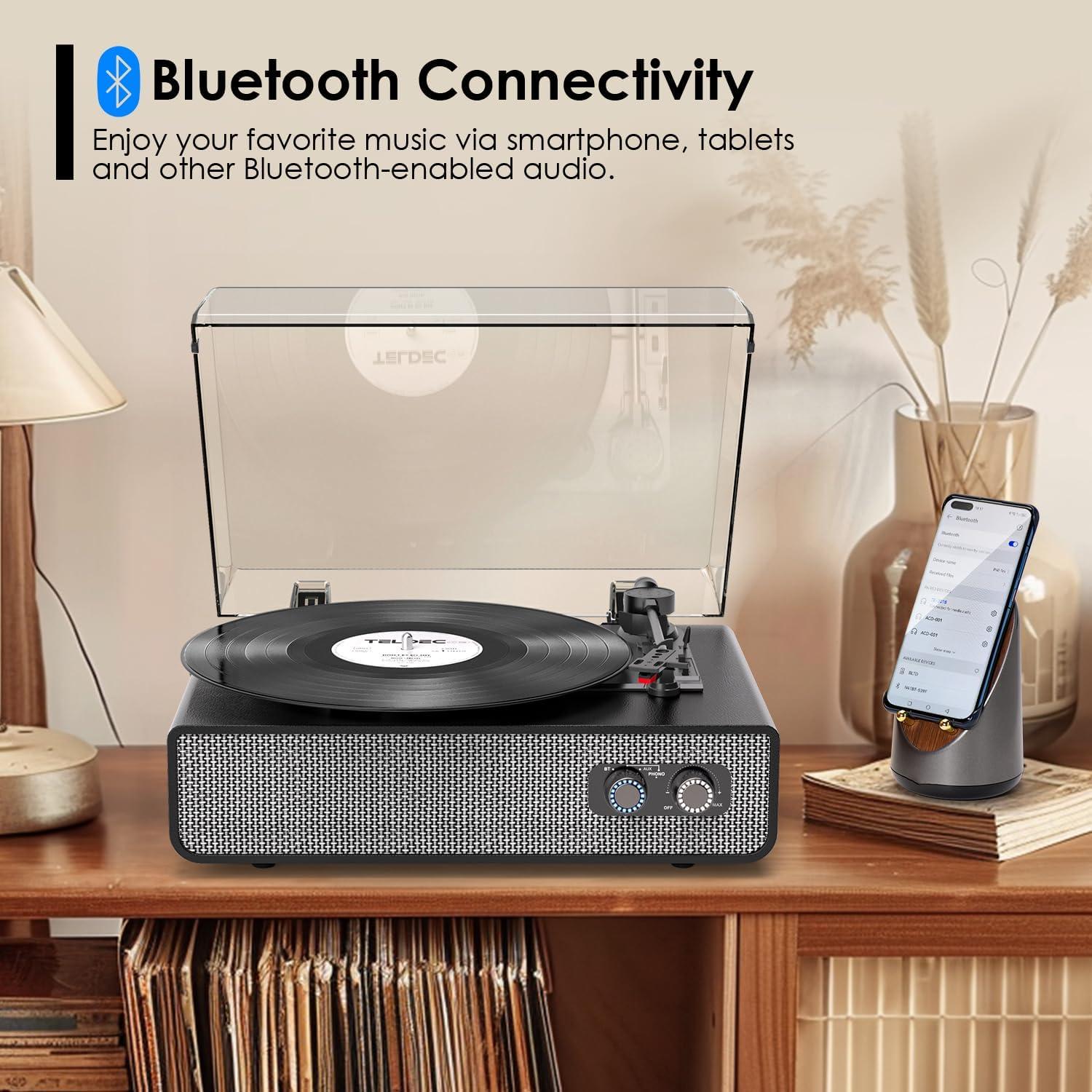 Reproductor de Vinilo TANLANIN TE-2018BLK Bluetooth 3 Velocidades