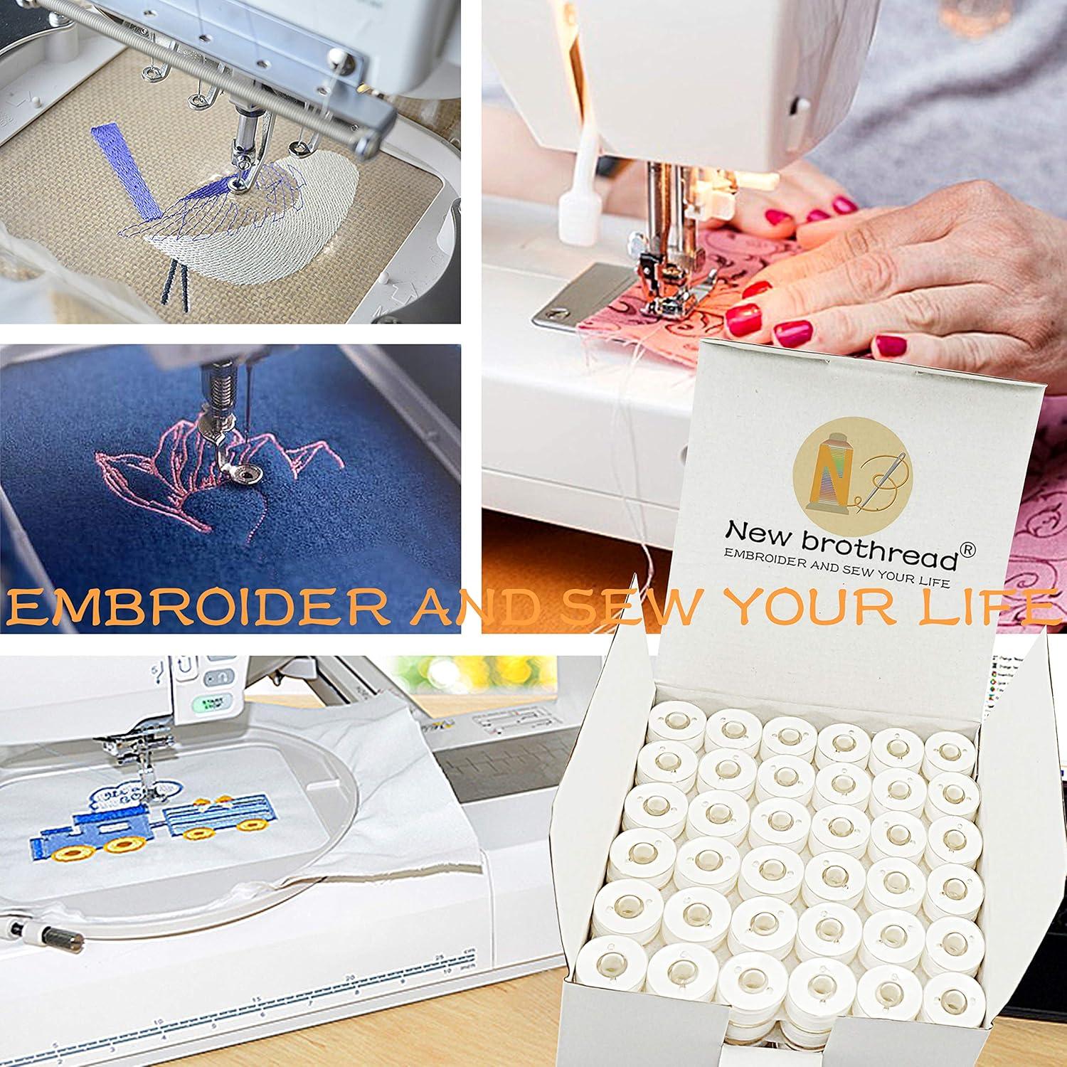 Hilos de Bobina Preenrollados Tipo L New Brothread 144pcs Blanco