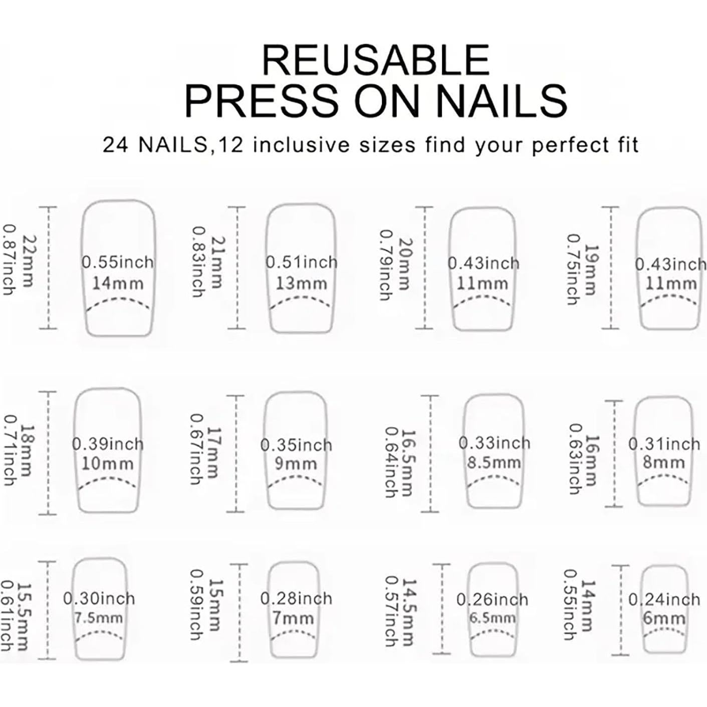 Uñas Postizas Francesas Rojas y Blancas CHAONENG 24 Pcs