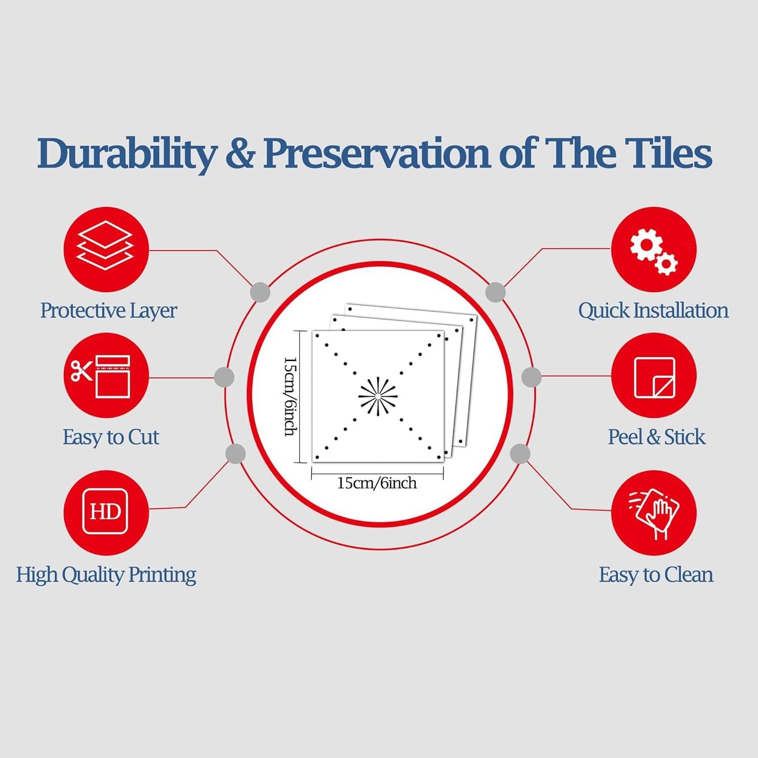 Pegatinas de Azulejos SVNOOC 12 PCS 15x15 cm Impermeables