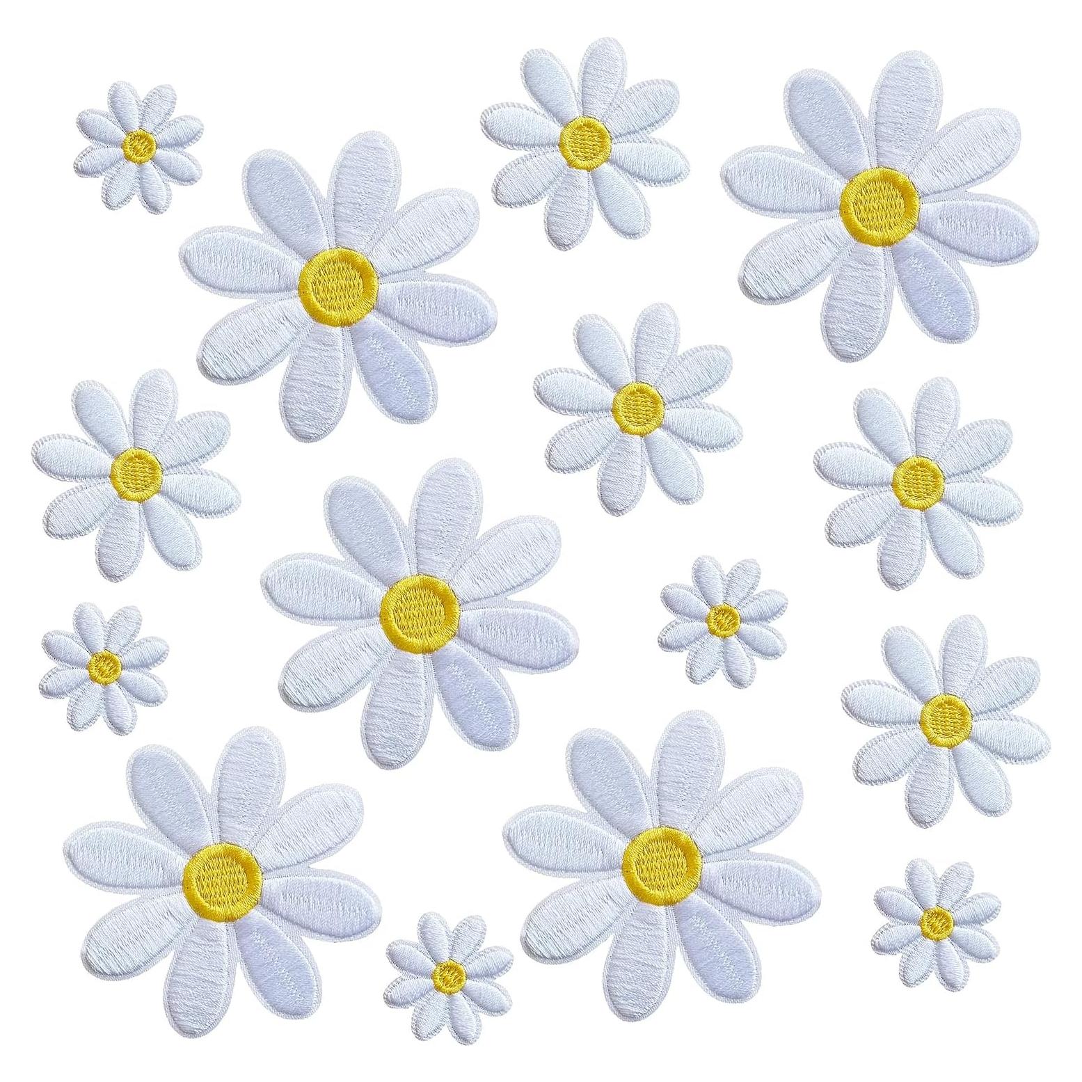 15 Piezas Parche Flor Margarita MISDONR para Planchar 3 Tamaños