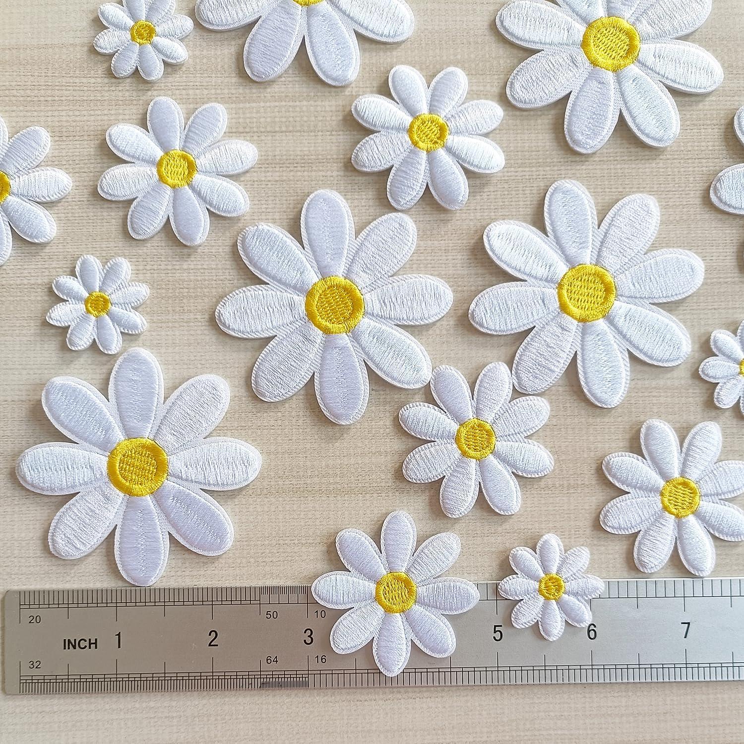 15 Piezas Parche Flor Margarita MISDONR para Planchar 3 Tamaños