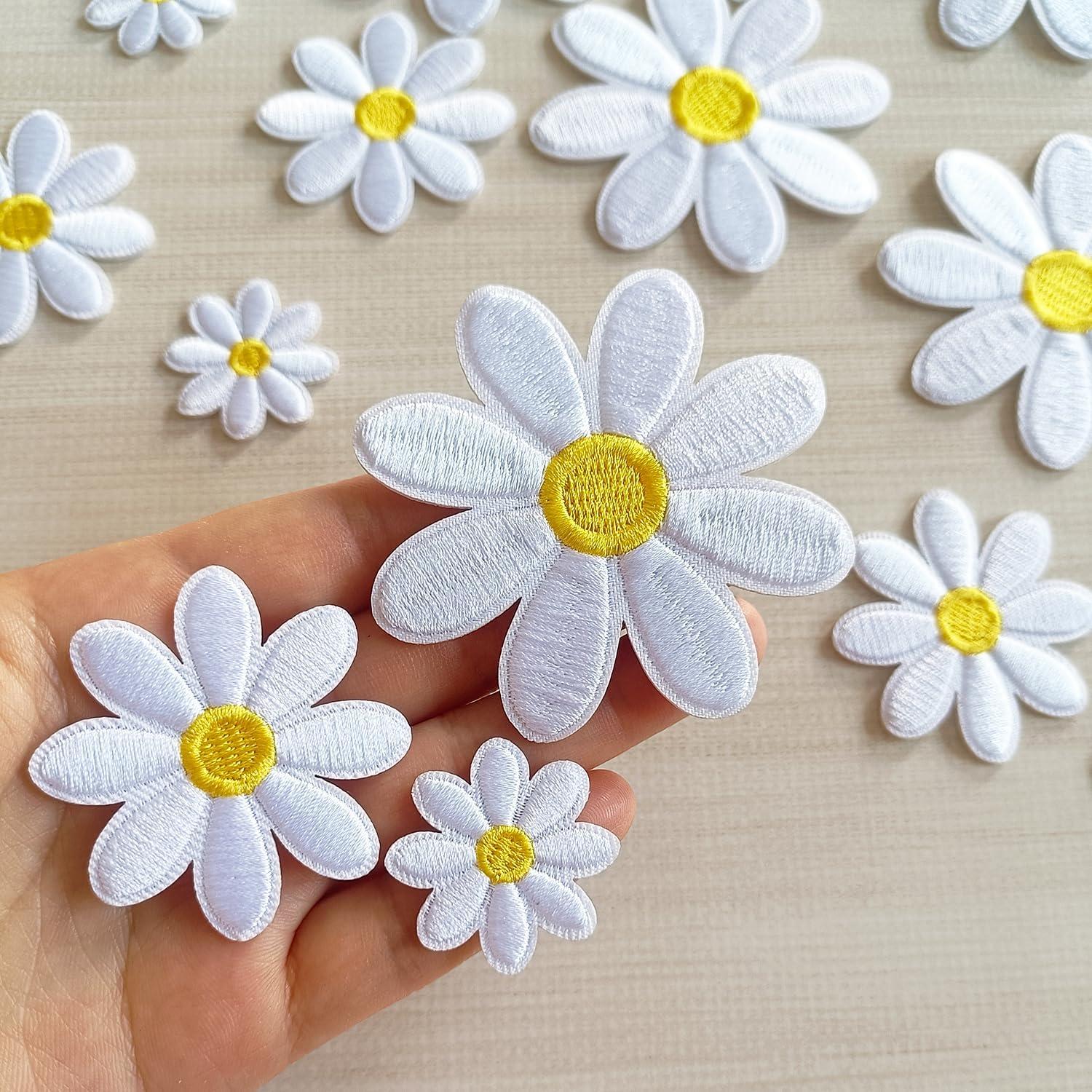 15 Piezas Parche Flor Margarita MISDONR para Planchar 3 Tamaños