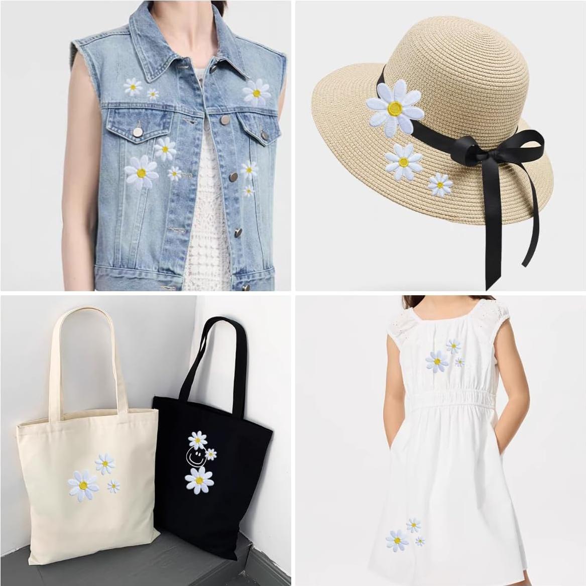 15 Piezas Parche Flor Margarita MISDONR para Planchar 3 Tamaños