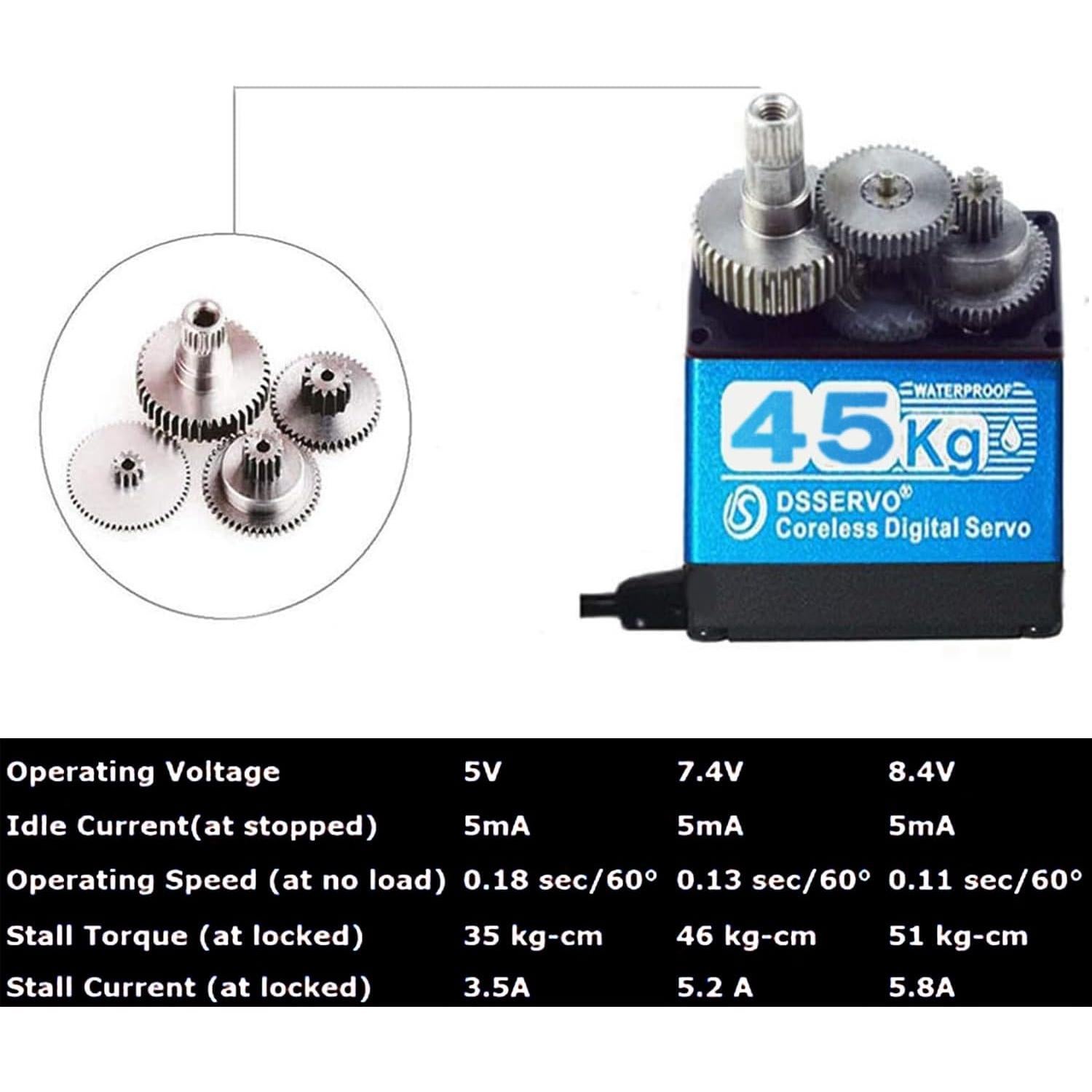 Servo DS3245SG 45kg 270° con engranajes metálicos RC
