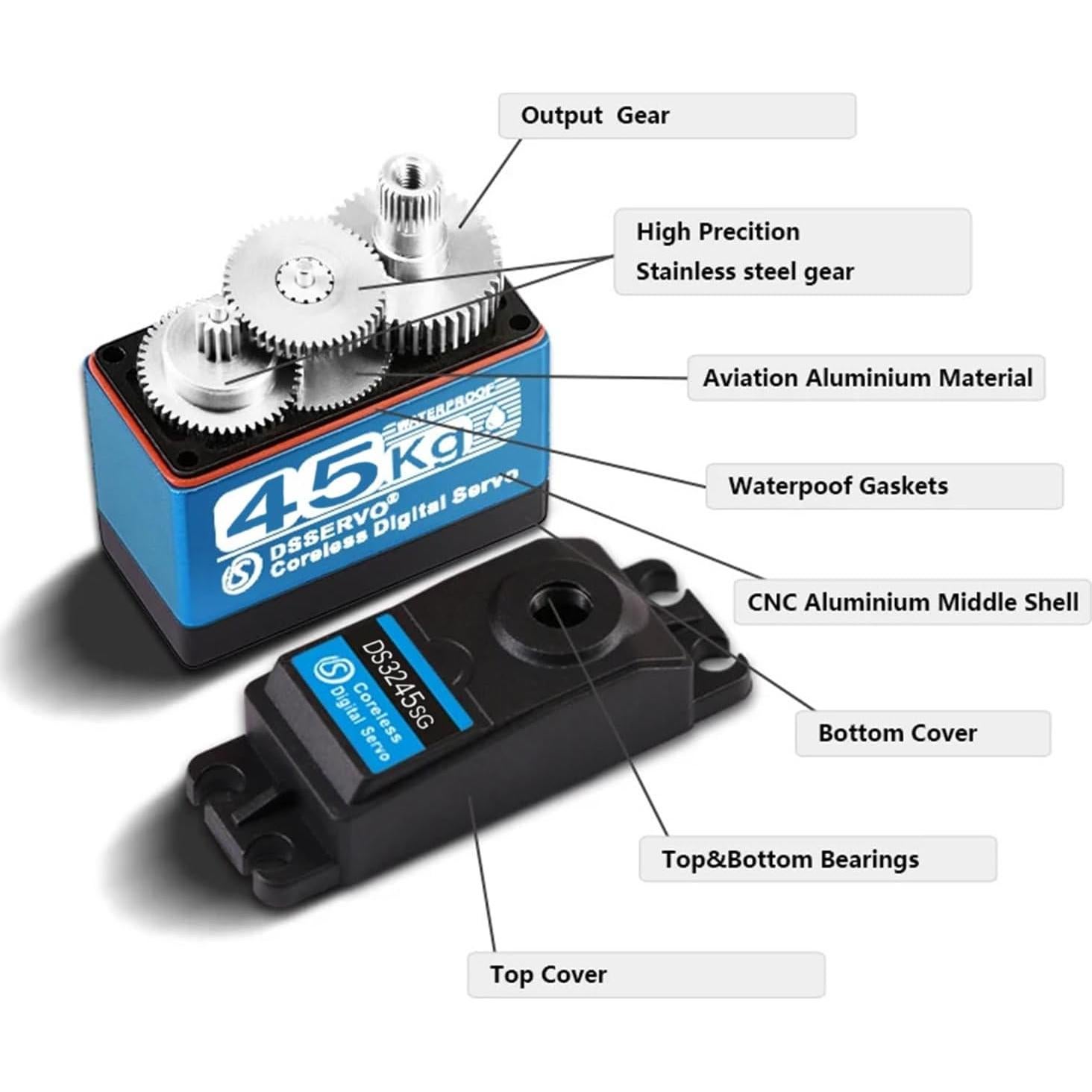 Servo DS3245SG 45kg 270° con engranajes metálicos RC