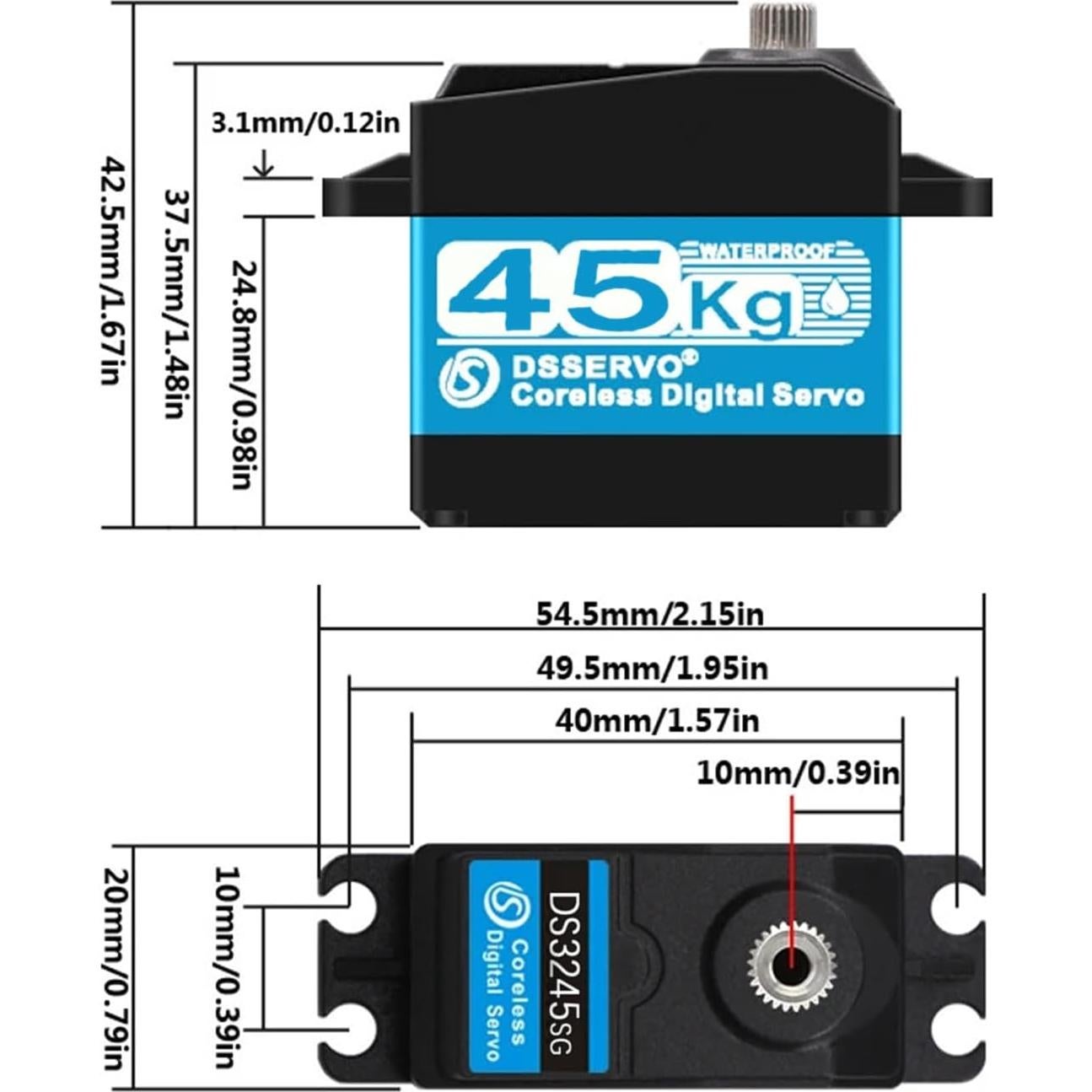 Servo DS3245SG 45kg 270° con engranajes metálicos RC
