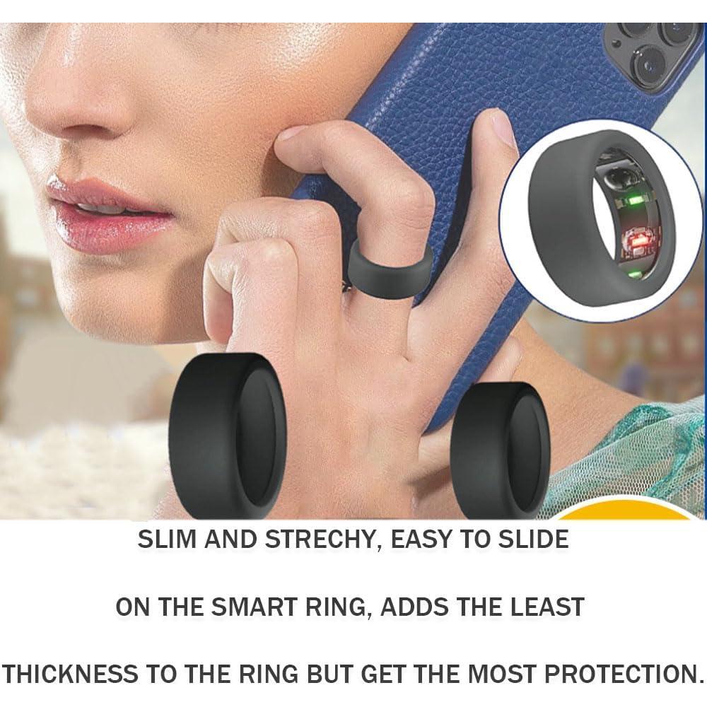 Funda de Silicona Booge para Anillo Oura Gen 3 - 2 Pcs, S Negro