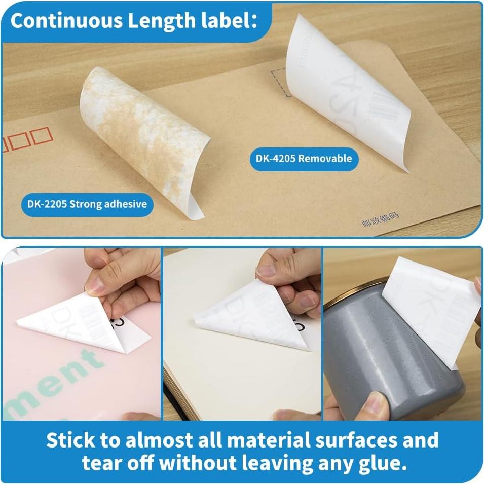 Etiquetas continuas MarkDomain DK-4205, 5 Rollos 62mm x 30.48m